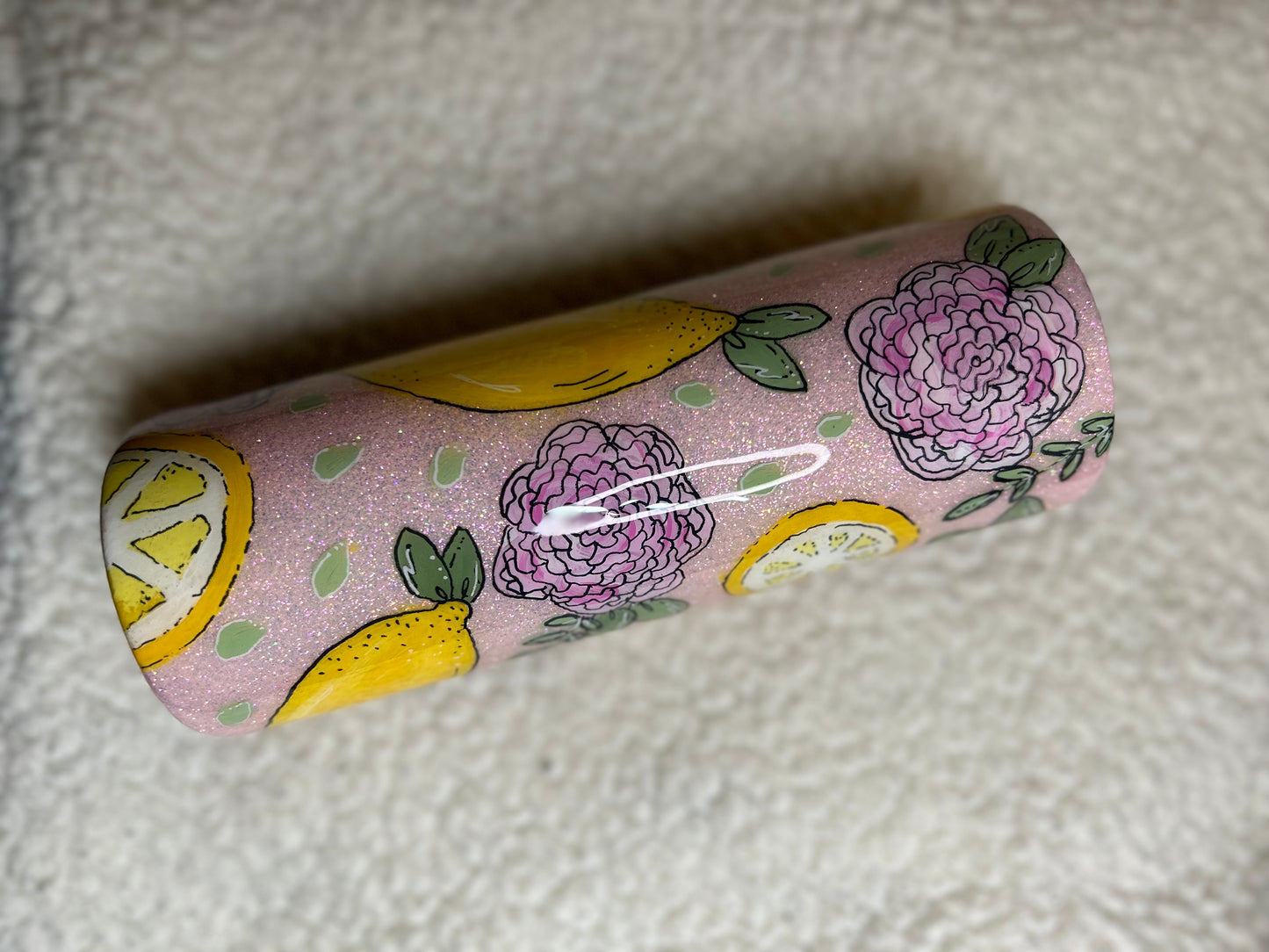 Hand painted lemon & roses