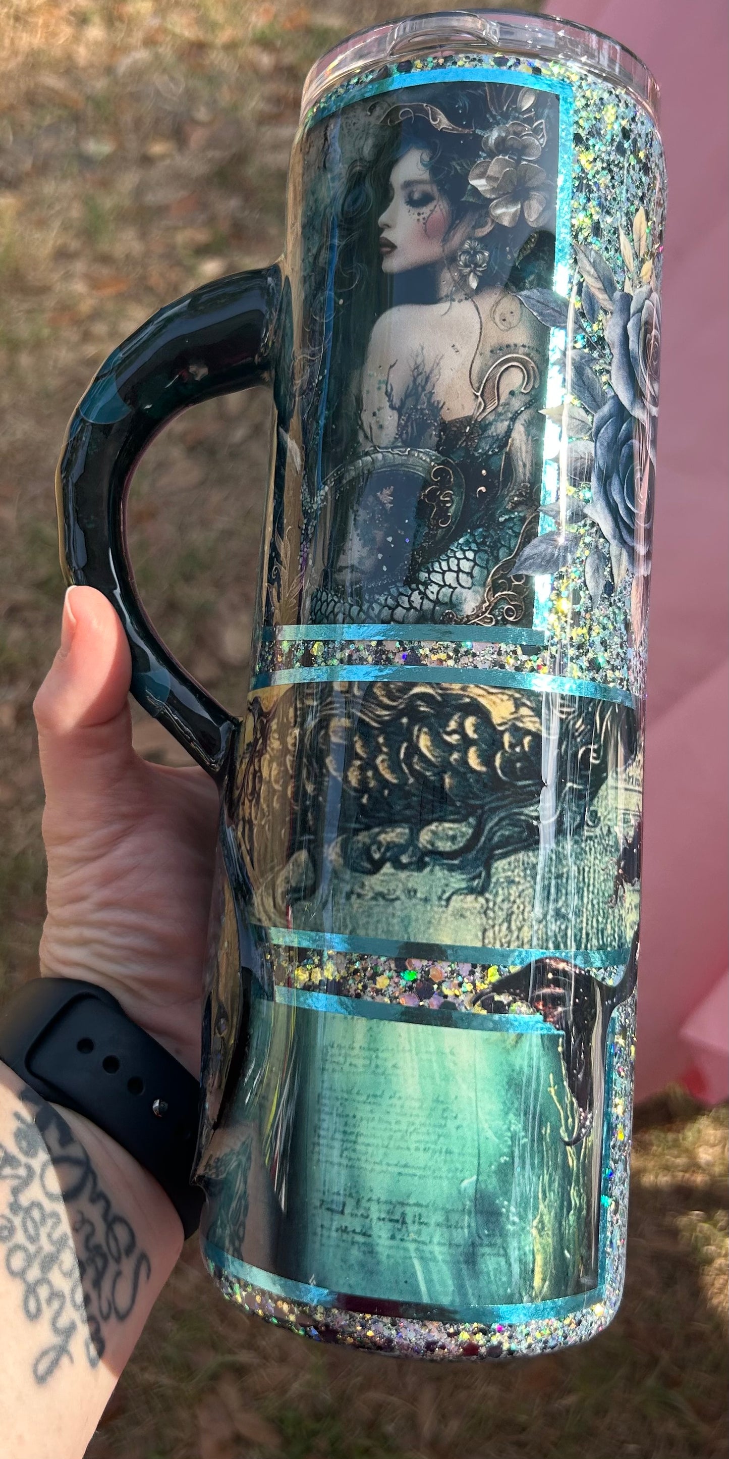 Dark mermaid with tail handle