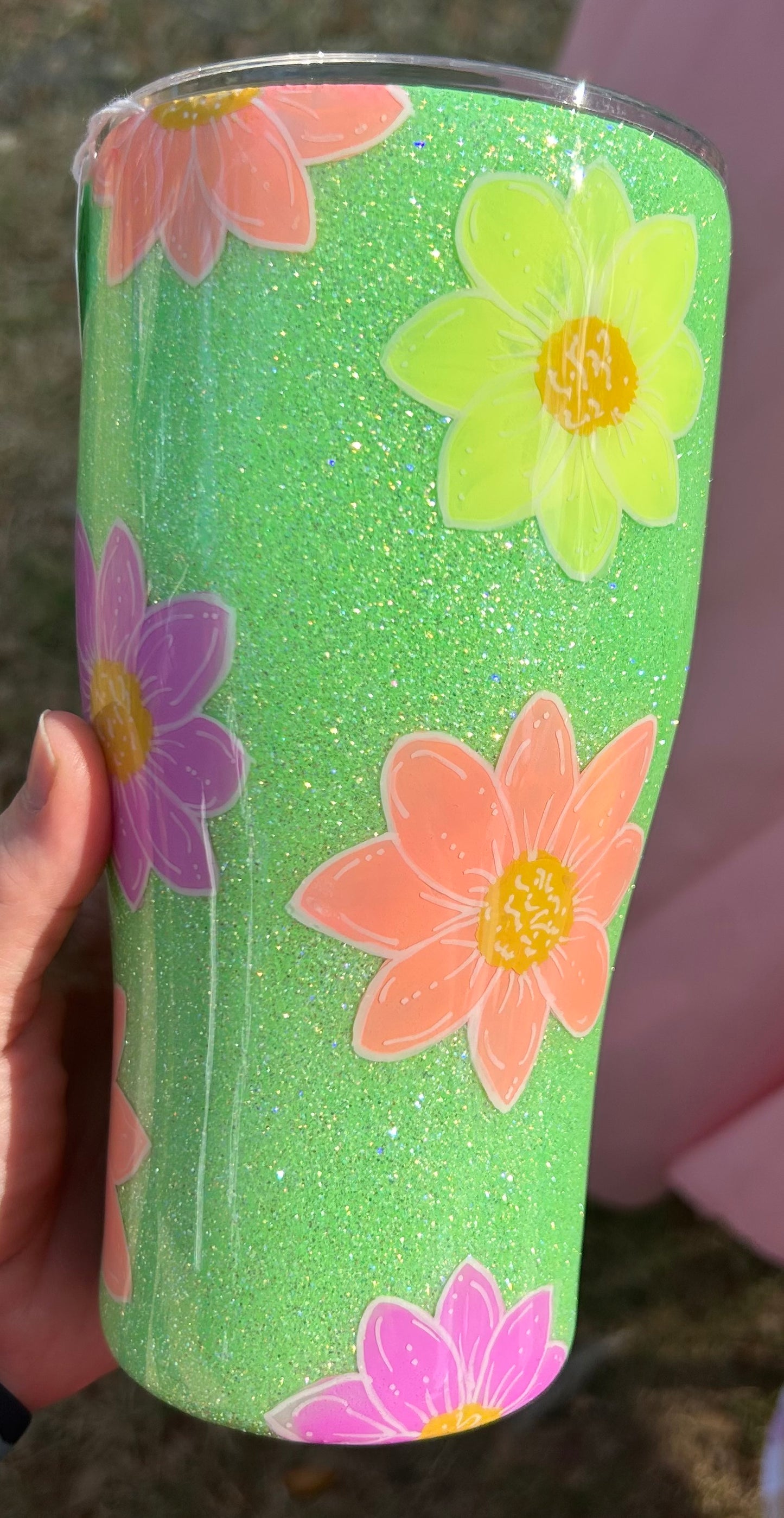 Frog with hand painted flowers