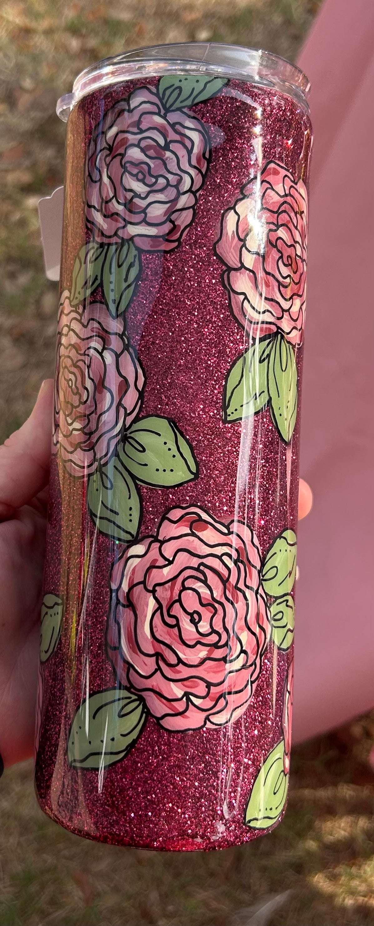 Coca Cola - hand painted flowers