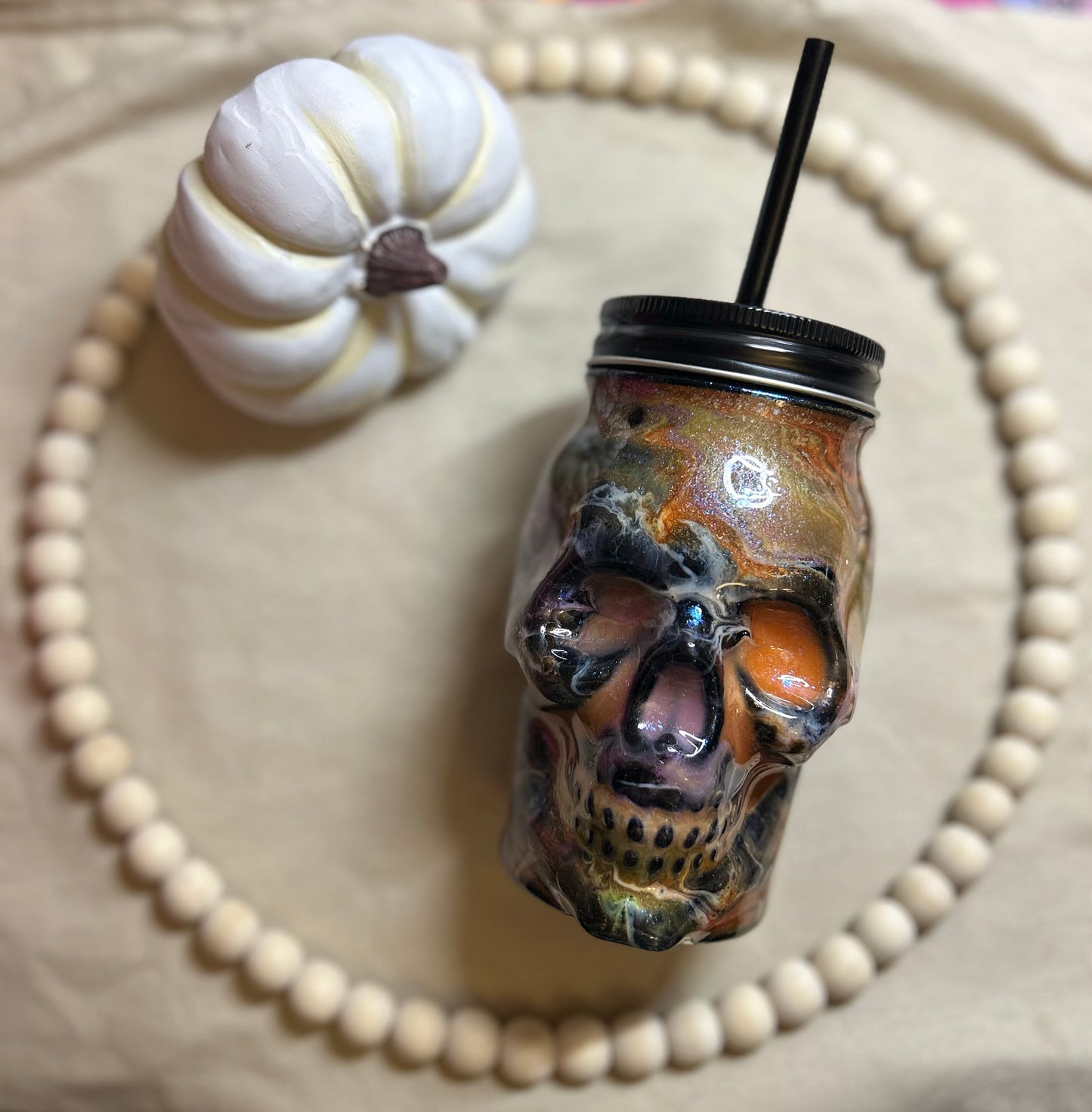 Glass ink swirl skeleton