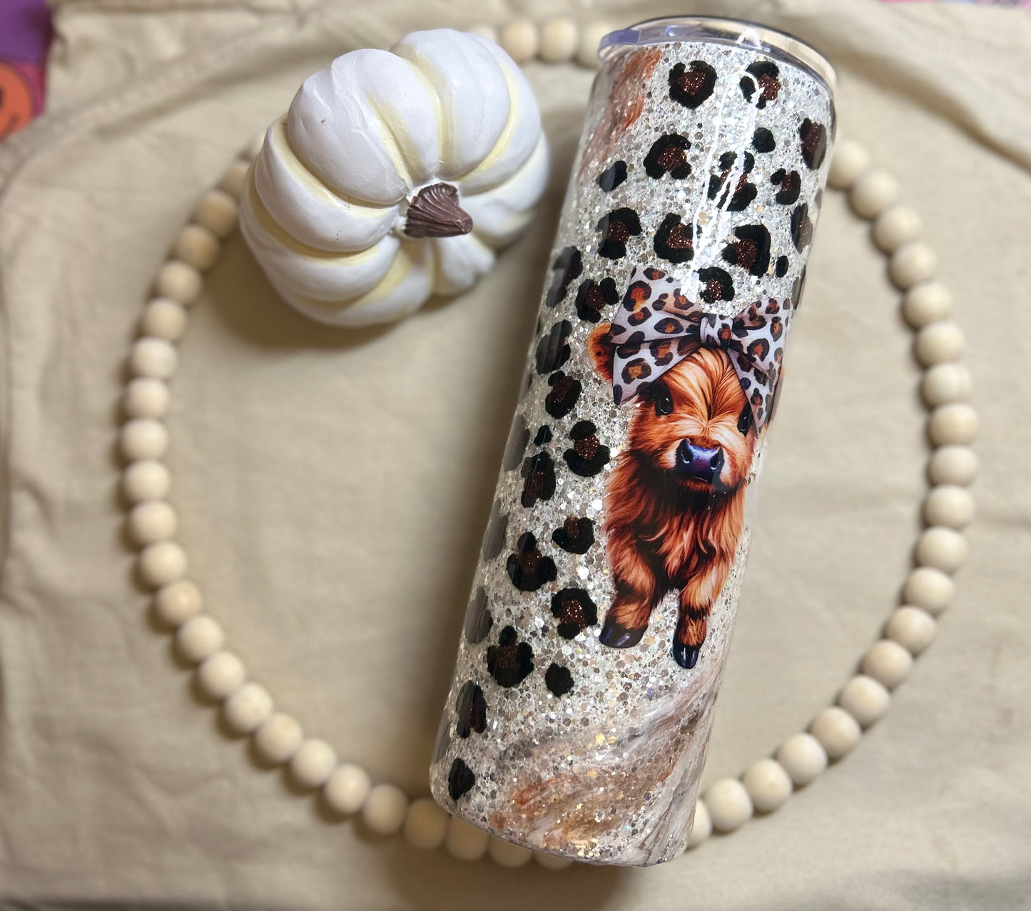 Highland cow leopard tumbler