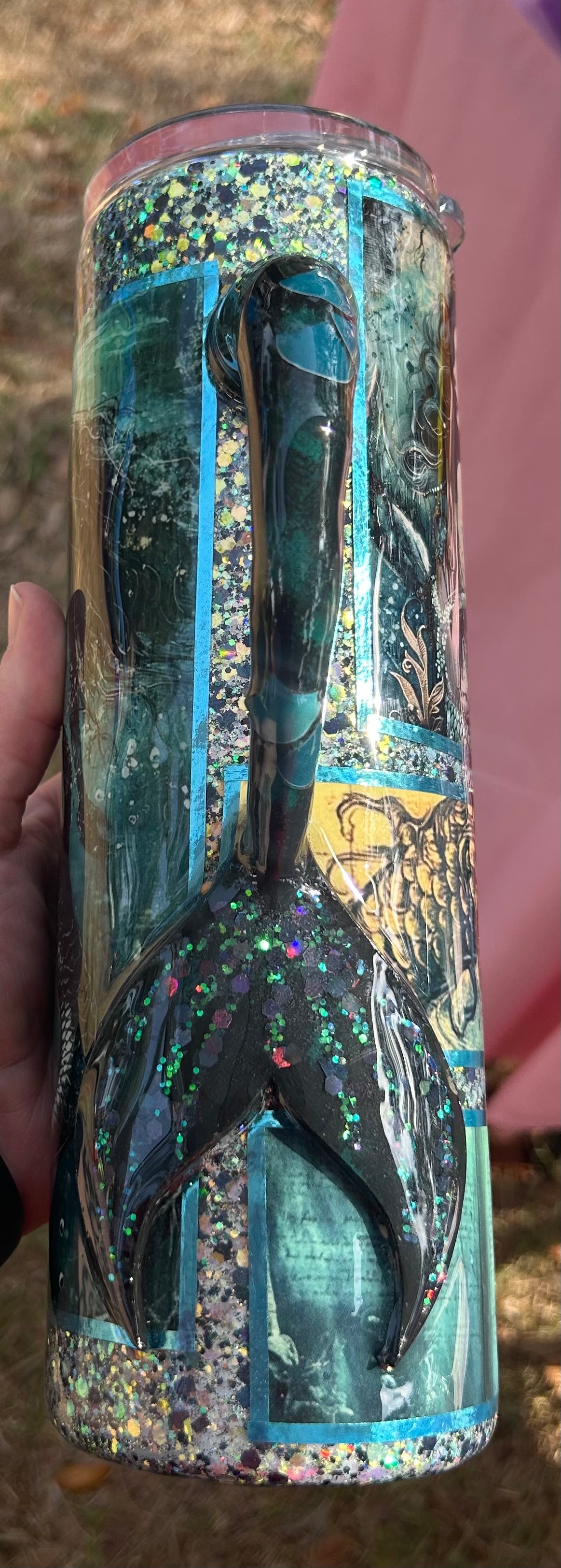 Dark mermaid with tail handle