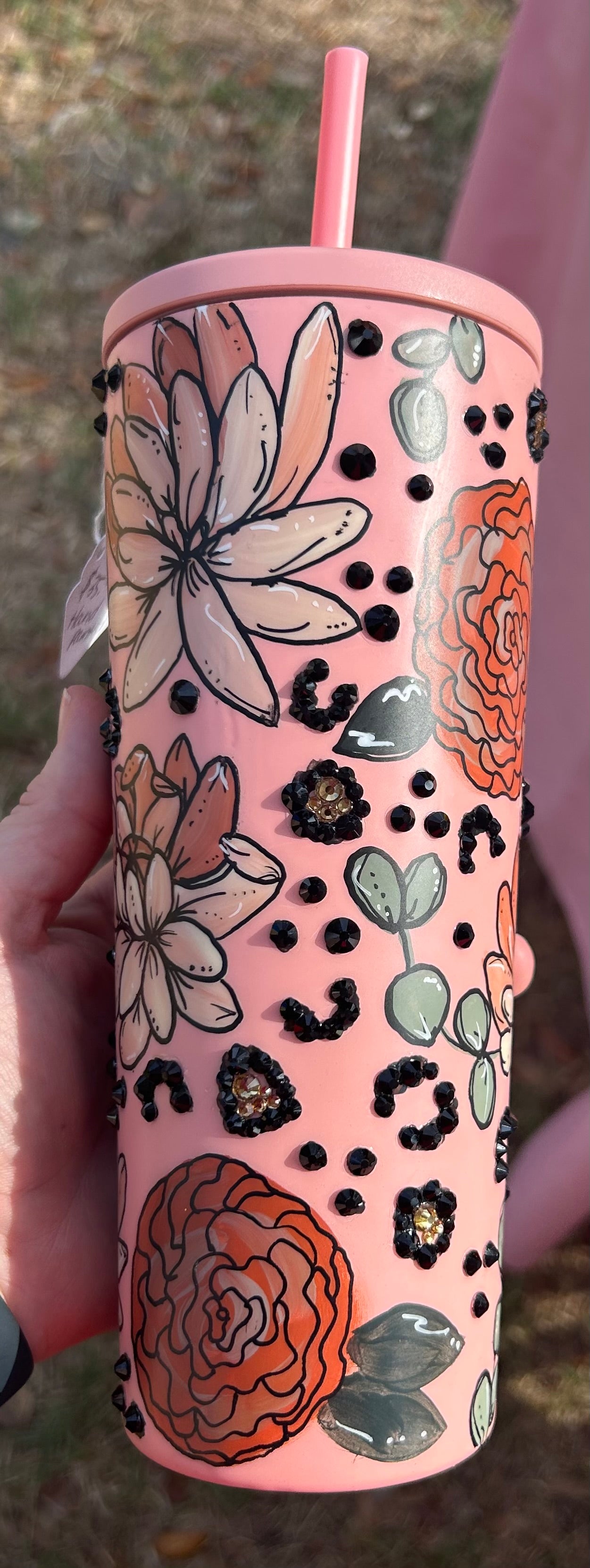 Hand painted and rhinestoned