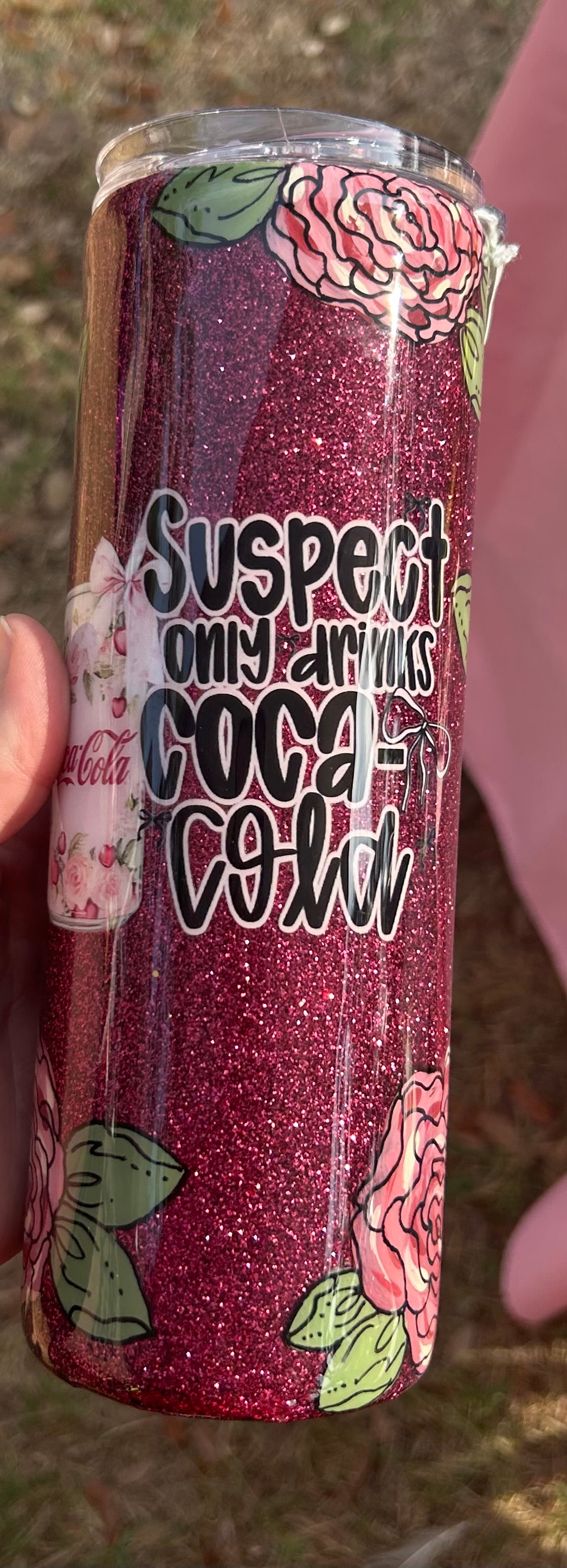 Coca Cola - hand painted flowers