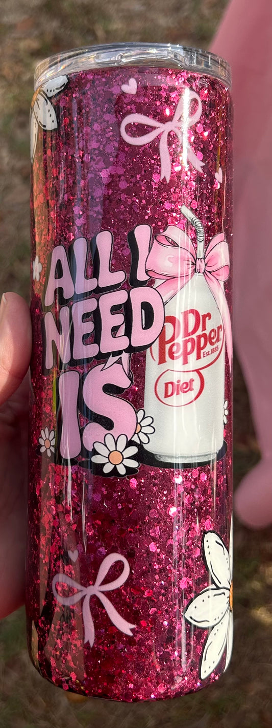 Dr. Pepper - hand painted flowers